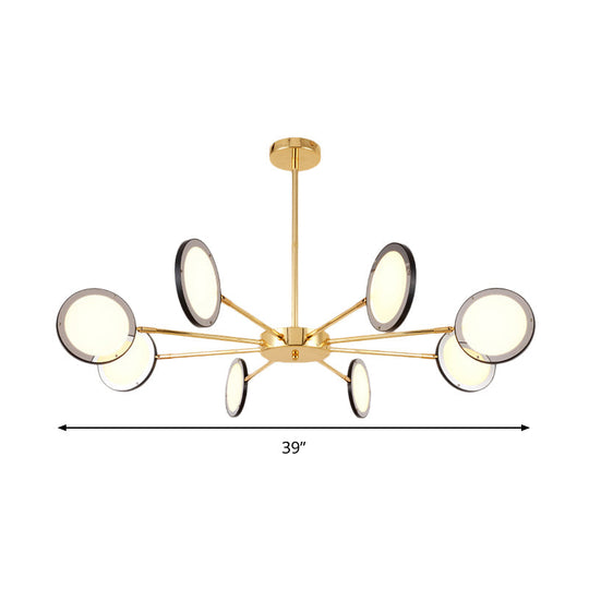 Modern Gold Sputnik Starburst Chandelier - 6/8 Light Hanging Ceiling Fixture With Warm/White