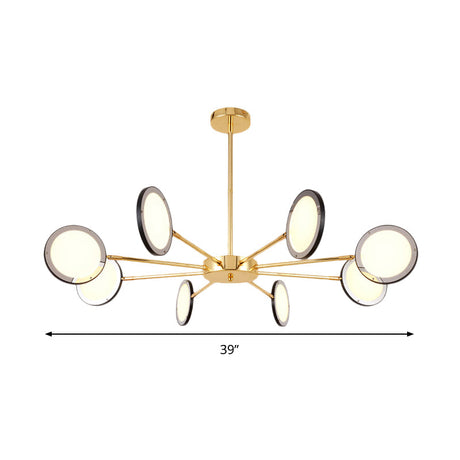 Sleek Gold Sputnik Starburst Chandelier - Modern 6/8 Lights Ceiling Light Fixture Warm/White Glow