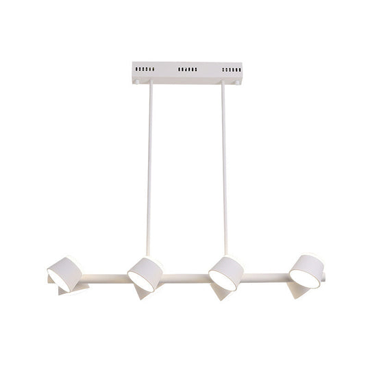 Simple Style Metal Linear Pendant Light Fixture - 8 Lights White Color Ceiling Hanging Design