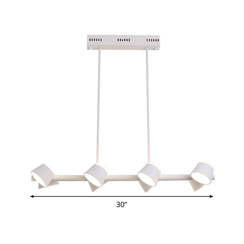 Simple Style Metal Linear Pendant Light Fixture - 8 Lights White Color Ceiling Hanging Design