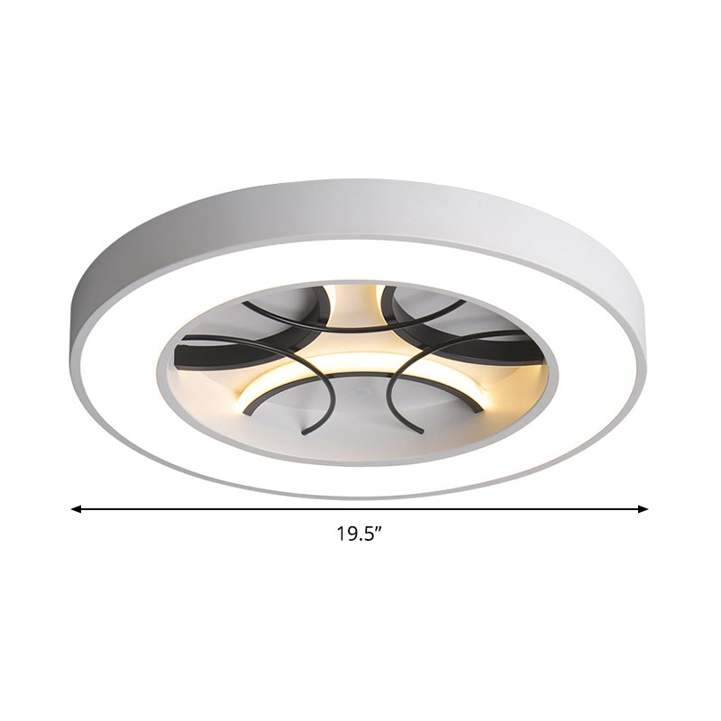 16/19.5 Modern White Led Flush Light Fixture - Round Metal Ceiling Lamp With Warm/White/3 Color