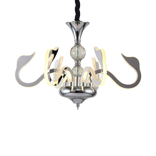 Contemporary Silver Led Chandelier - Acrylic Gooseneck Pendant Light
