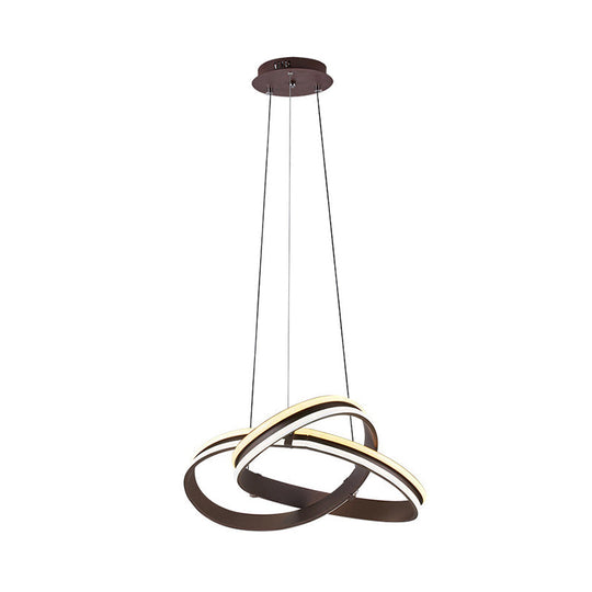 Moderne Kaffee-Kronleuchterlampe aus Metall – Nahtloses Kurvendesign | LED-Pendelleuchte, warmweißes Leuchten