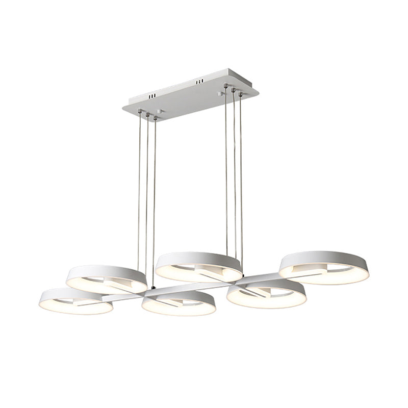 Minimalistischer runder Metall-Pendelleuchter - Weiß, 3/6 Hängeleuchten für Esszimmer