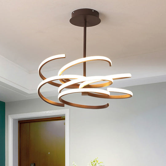 Hängende Deckenleuchte in Kaffee-Optik – LED-Kronleuchterlampe aus Metall im schlichten Stil, 19,5"/24,5" breit, warmes/weißes Licht
