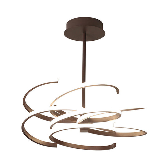 Hängende Deckenleuchte in Kaffee-Optik – LED-Kronleuchterlampe aus Metall im schlichten Stil, 19,5"/24,5" breit, warmes/weißes Licht