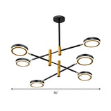 Modern Metal Starburst Chandelier With 4/6 Heads: White/Black/Gold Hanging Lamp Kit Warm/White Light