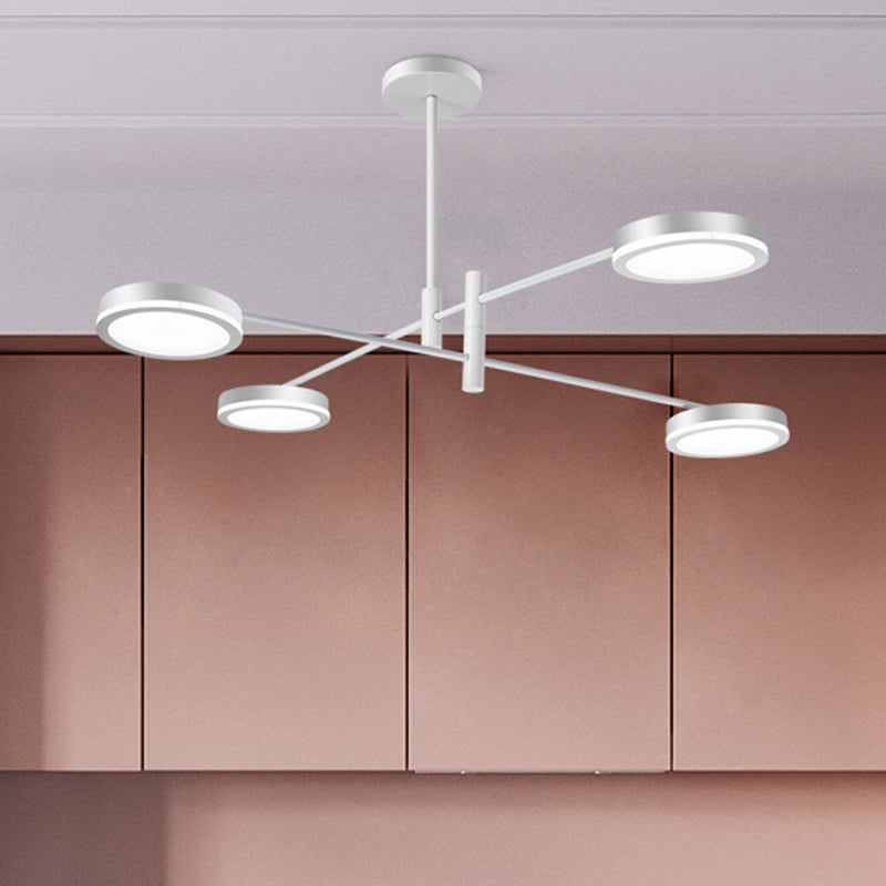 Moderner Starburst-Kronleuchter aus Metall – 4/6 Köpfe, Weiß-/Schwarzgold-Finish, warmweißes Licht