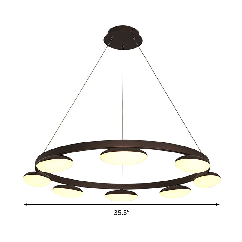 Contemporary Metal Coffee Pendant Chandelier | Circular Hanging Lamp Kit - 6/8 Heads Ideal For