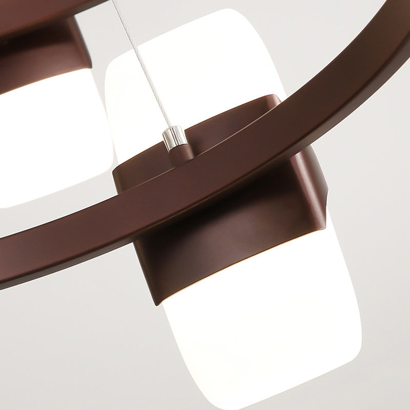 Moderner Hängeleuchter aus Metall in Kaffee-Optik – 26"/30" breites rundes Pendelleuchten-Set mit 8 Lichtern
