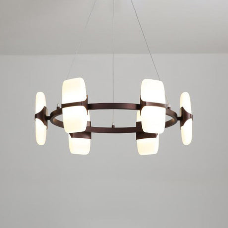 Modern Metal Circular Pendant Light Kit - 8 Coffee Chandelier 26/30 Wide + Hangable / 26