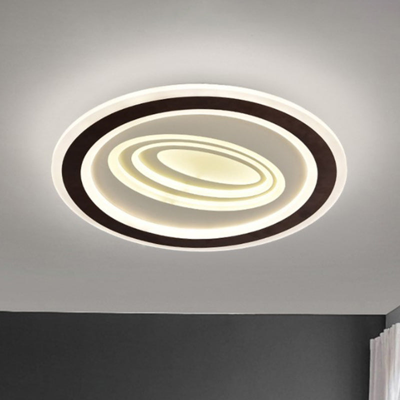 Modern Flush Mount Ceiling Light With Acrylic Led Black & White 3-Gear Settings Black-White