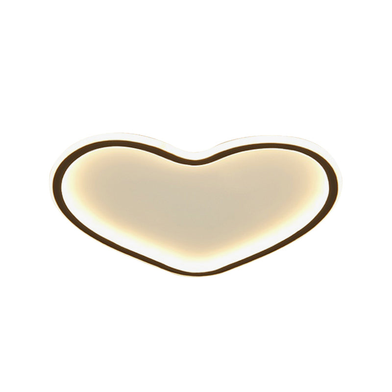 Minimal Love Shape Ceiling Flush Mount Light - Black Led Bedroom Flushmount In Warm/White With 3