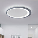 12’/16’/19.5’ W Grey Oval Ring Ceiling Light - Nordic Style Led Flush Mount Lamp In