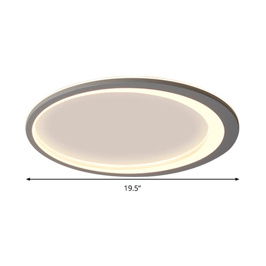 12’/16’/19.5’ W Grey Oval Ring Ceiling Light - Nordic Style Led Flush Mount Lamp In