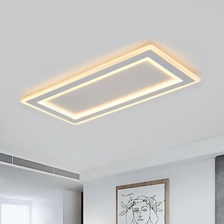 Modern Flush Mount Ceiling Light With Thin Acrylic Frame - Warm/White Led Indoor Lighting