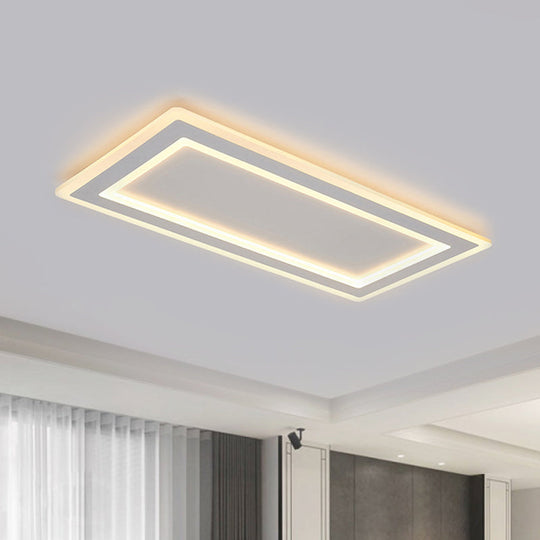 Modern Flush Mount Ceiling Light With Thin Acrylic Frame - Warm/White Led Indoor Lighting