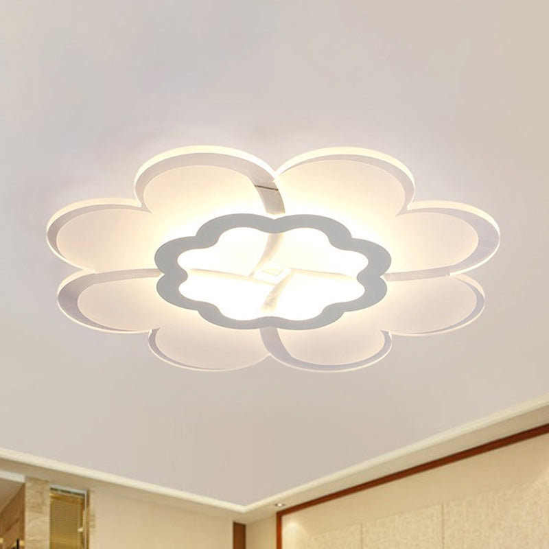 Modern 16’/19.5’ White Led Flower Flush Mount Ceiling Lamp With 3 Light Color Options