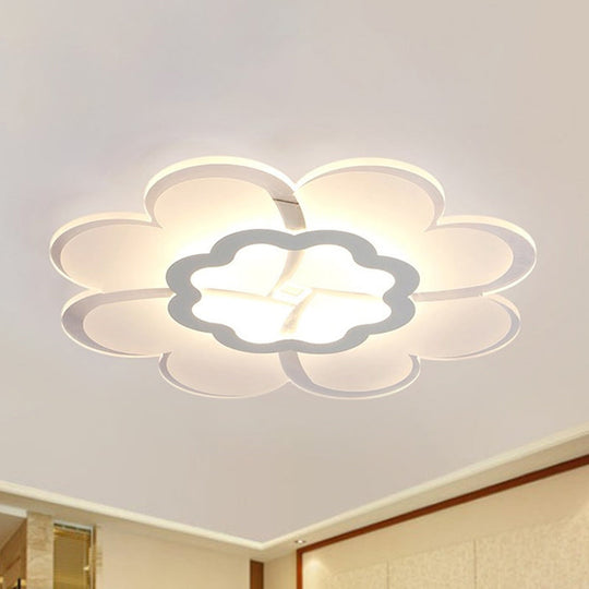 Modern 16’/19.5’ White Led Flower Flush Mount Ceiling Lamp With 3 Light Color Options