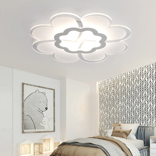 Modern 16’/19.5’ White Led Flower Flush Mount Ceiling Lamp With 3 Light Color Options