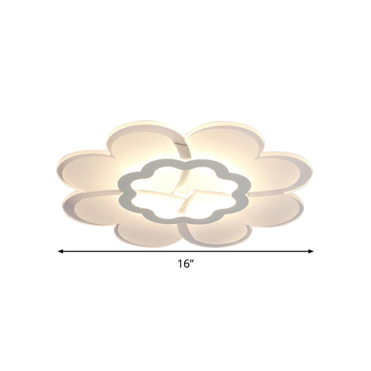 Modern 16/19.5 White Led Flower Flush Mount Ceiling Lamp With 3 Light Color Options