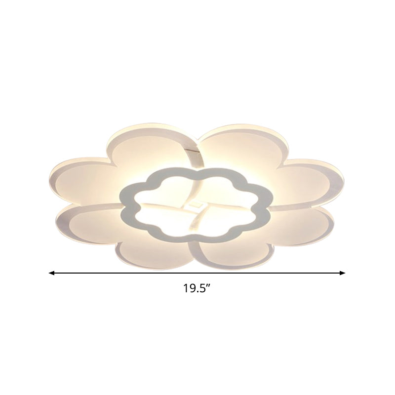 Modern 16’/19.5’ White Led Flower Flush Mount Ceiling Lamp With 3 Light Color Options