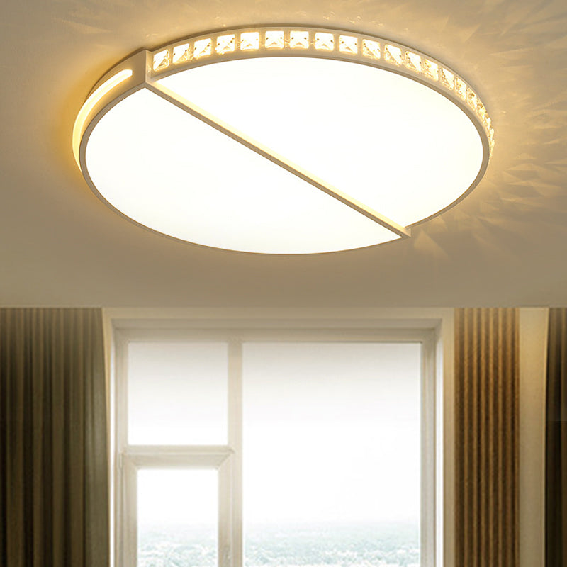 16.5’/20.5’ Simple Metallic Led Flush Mount Ceiling Light In Warm/White/3 Color With Crystal