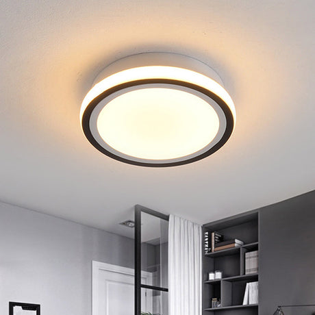 Minimalist Black Led Corridor Ceiling Flush Light With Versatile Metal Shade In White/3 Color