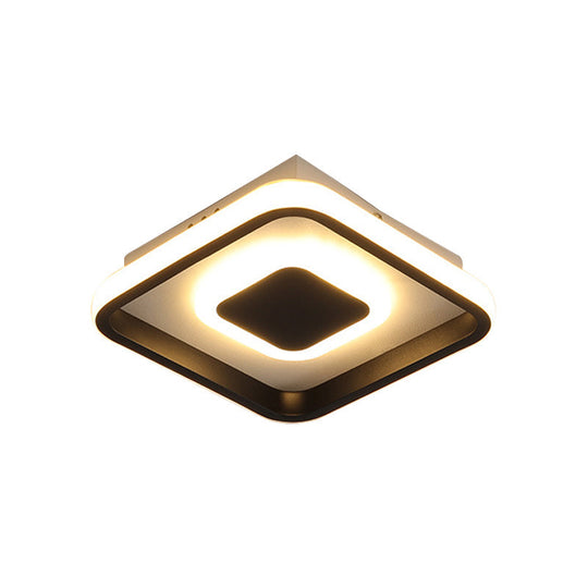 Modern Mini Led Flush Mount Ceiling Lamp With Black Frame In Warm/White/3-Color Light Options