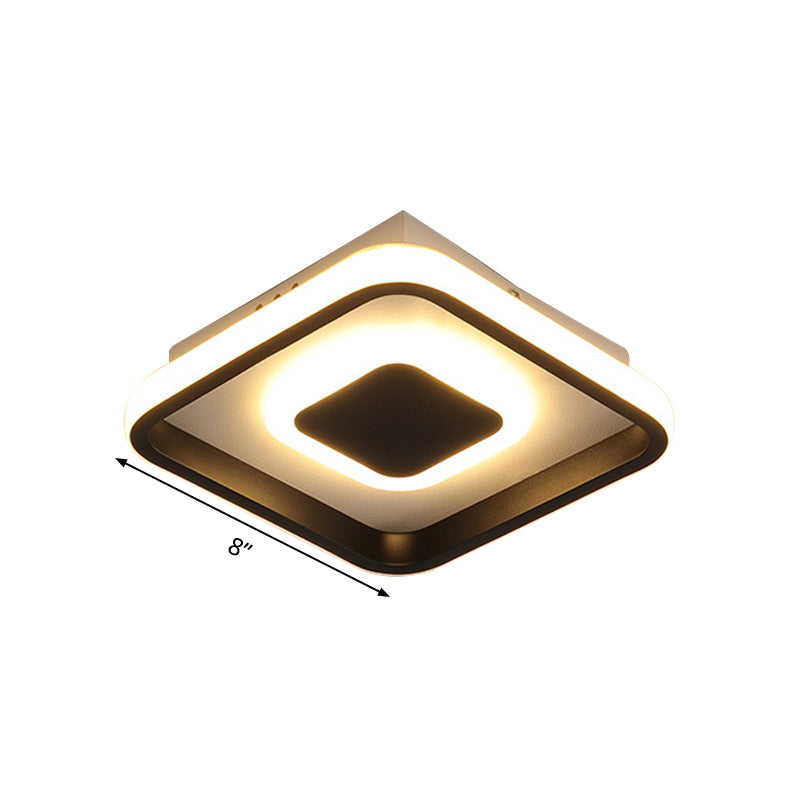 Modern Mini Led Flush Mount Ceiling Lamp With Black Frame In Warm/White/3-Color Light Options