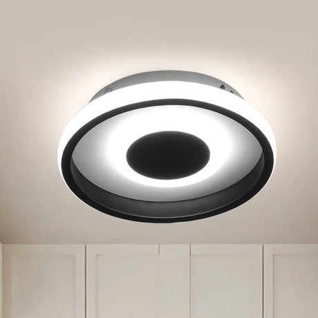 Modern Mini Led Flush Mount Ceiling Lamp With Black Frame In Warm/White/3-Color Light Options Black