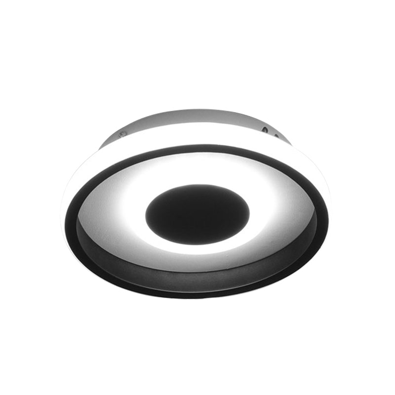 Modern Mini Led Flush Mount Ceiling Lamp With Black Frame In Warm/White/3-Color Light Options