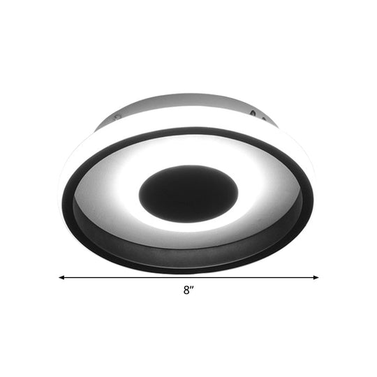 Modern Mini Led Flush Mount Ceiling Lamp With Black Frame In Warm/White/3 - Color Light Options