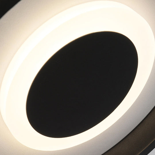 Modern Mini Led Flush Mount Ceiling Lamp With Black Frame In Warm/White/3 - Color Light Options