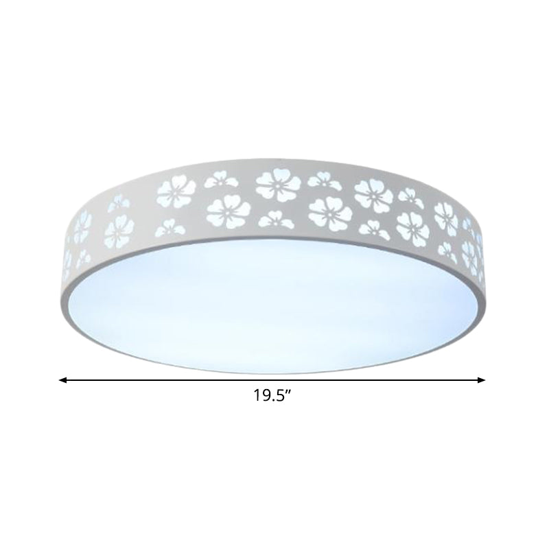12’/16’/19.5’ Carved Flower Flush Light Led Ceiling Lamp - Modern Metallic Design With Warm/White