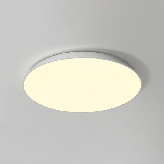 Contemporary Led Metallic Flush Mount Light - White Tray Ceiling Lamp For Bedroom (16.5/20.5/24.5