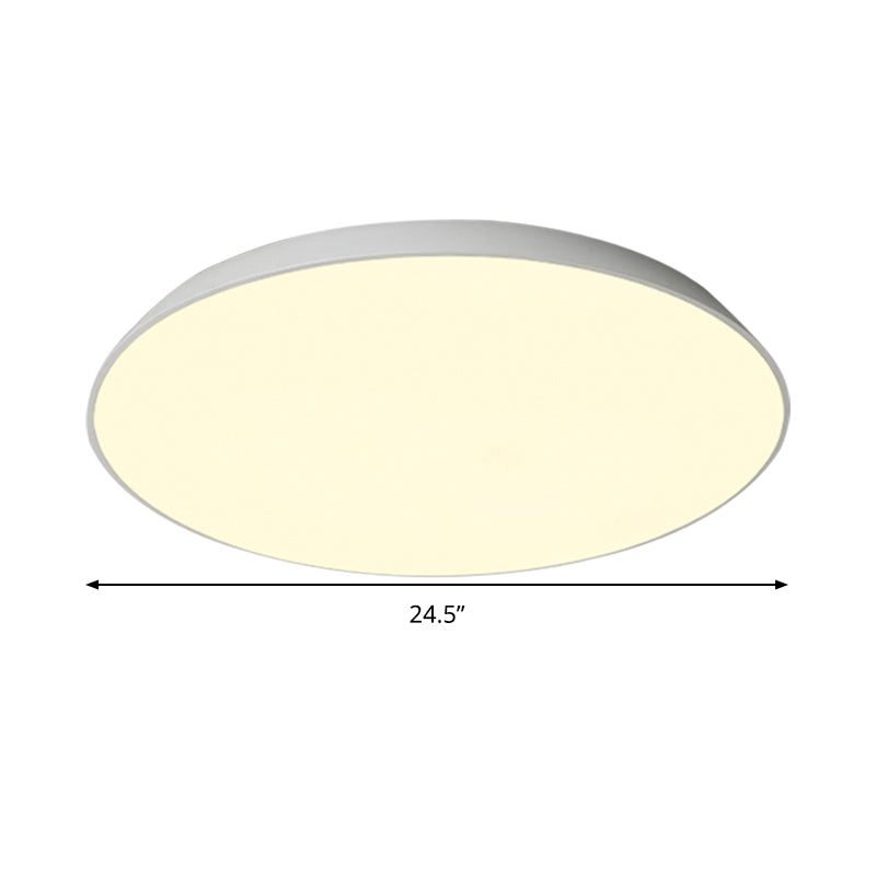 Contemporary Led Metallic Flush Mount Light - White Tray Ceiling Lamp For Bedroom