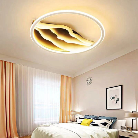 Stylish 16’/19.5’ Led Ceiling Flush Mount In Acrylic Black And White – Warm/White Light For Bedroom