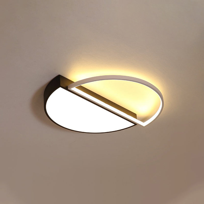 Modern Splicing Flush Mount Led Ceiling Light In Black/White With Dimming Control - 18’/21.5’ W