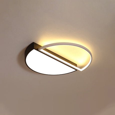 Modern Splicing Flush Mount Led Ceiling Light In Black/White With Dimming Control - 18/21.5 W Black