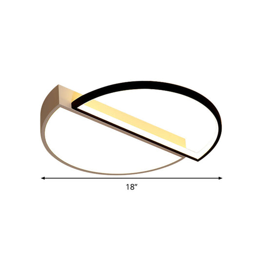 Modern Splicing Flush Mount Led Ceiling Light In Black/White With Dimming Control - 18’/21.5’ W