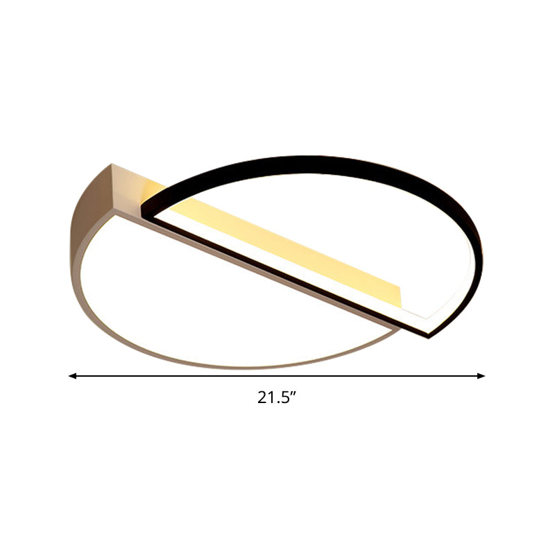 Modern Splicing Flush Mount Led Ceiling Light In Black/White With Dimming Control - 18’/21.5’ W