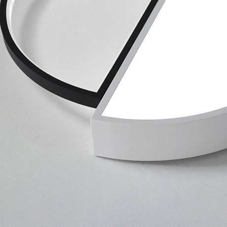 Modern Splicing Flush Mount Led Ceiling Light In Black/White With Dimming Control - 18/21.5 W