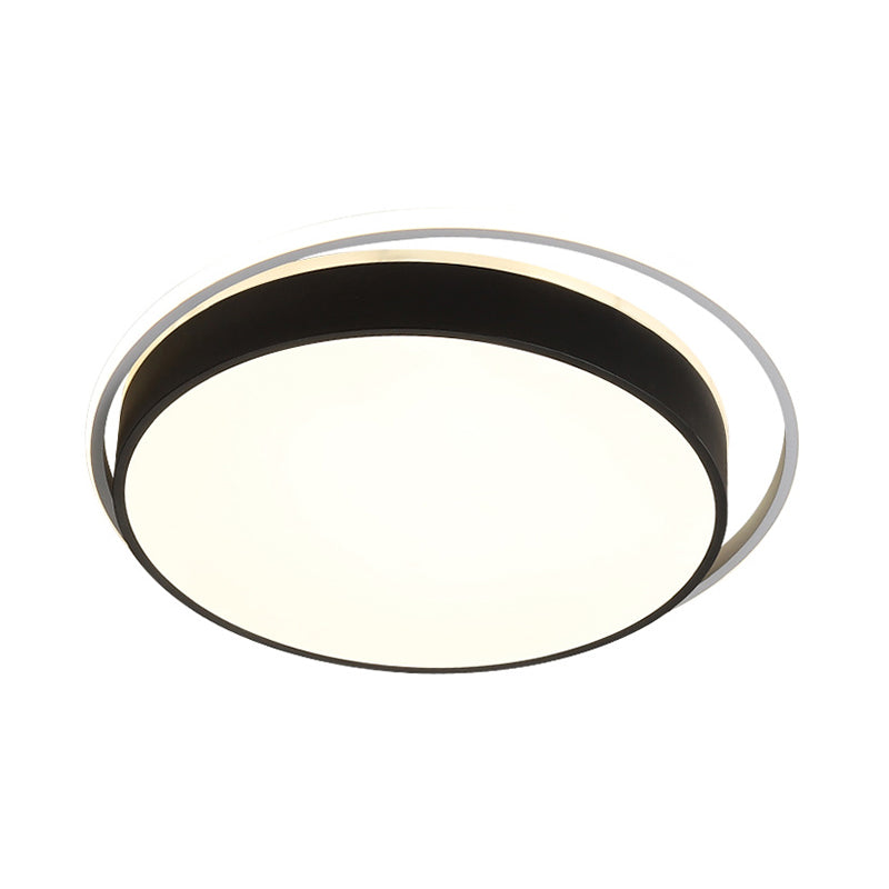 Round Flush Mount Led Ceiling Light In Simple Acrylic Design - Black/Gold Finish Remotely Dimmable