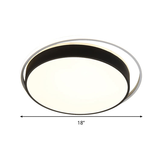 Round Flush Mount Led Ceiling Light In Simple Acrylic Design - Black/Gold Finish Remotely Dimmable