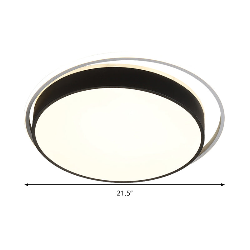 Round Flush Mount Led Ceiling Light In Simple Acrylic Design - Black/Gold Finish Remotely Dimmable