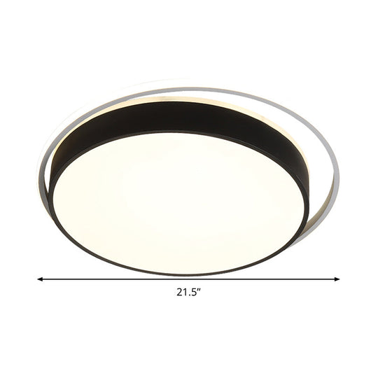 Round Flush Mount Led Ceiling Light In Simple Acrylic Design - Black/Gold Finish Remotely Dimmable