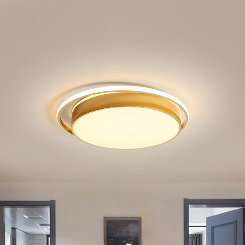 Round Flush Mount Led Ceiling Light In Simple Acrylic Design - Black/Gold Finish Remotely Dimmable