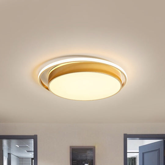 Round Flush Mount Led Ceiling Light In Simple Acrylic Design - Black/Gold Finish Remotely Dimmable