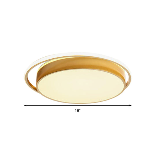 Round Flush Mount Led Ceiling Light In Simple Acrylic Design - Black/Gold Finish Remotely Dimmable